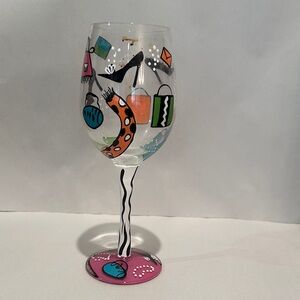 Lolita Shopaholic Hand-Painted Wine Glass